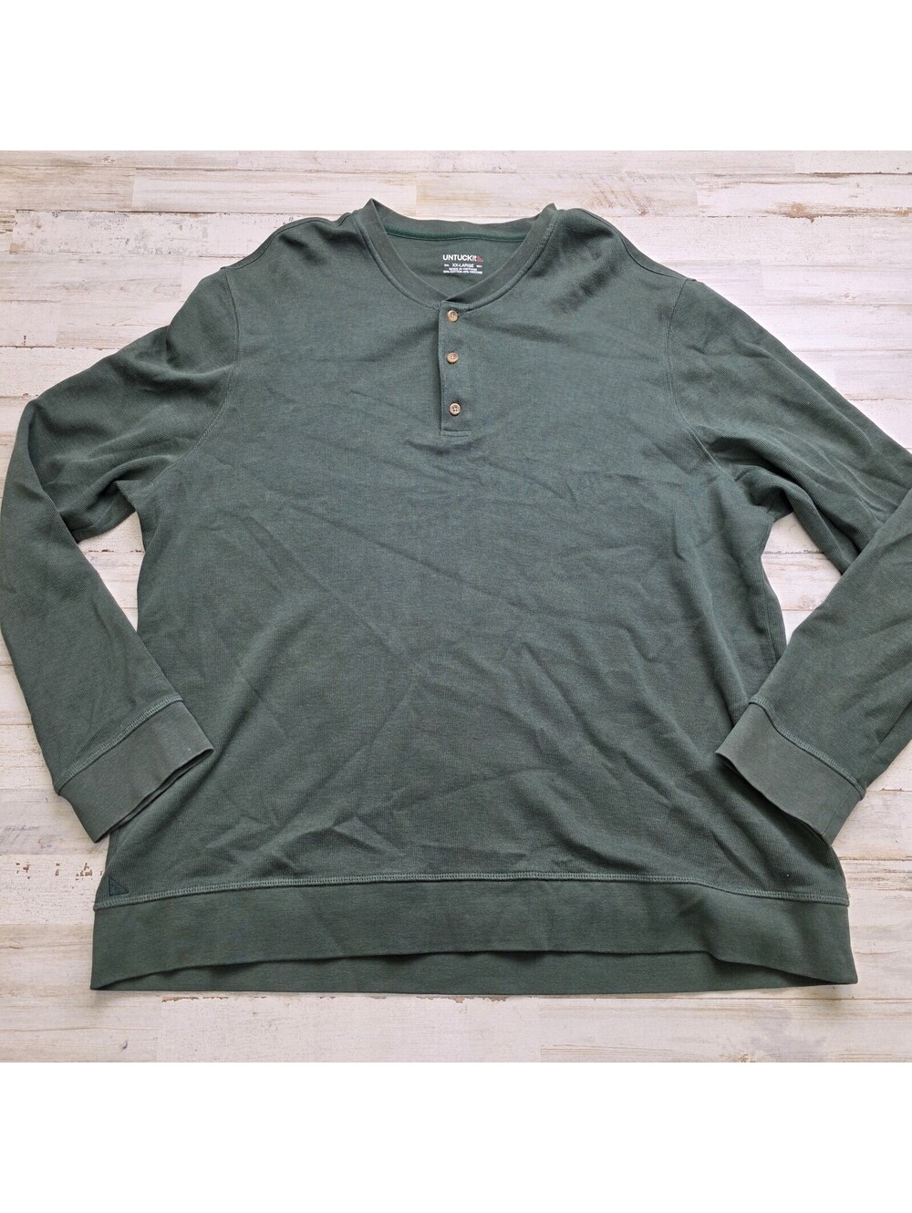 UNTUCKit Veneroso Henley Shirt Mens 2XL Green Long Sleeve Cotton Viscose